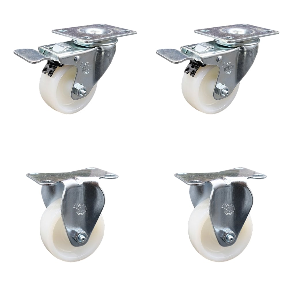 SCC-TTL20S314-NYS-2-R-2 Nylon Swivel Top Plate Caster with 3 in. White Wheels - Set of 4