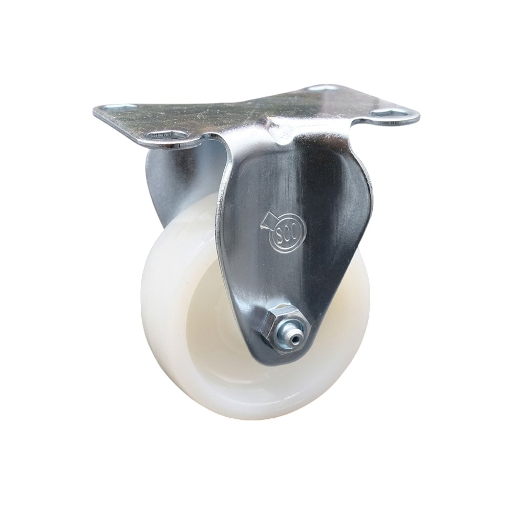 SCC-SS20R314-NYS Stainless Steel Nylon Swivel Top Plate Rigid Caster with 3 x 1.25 in. White Wheel