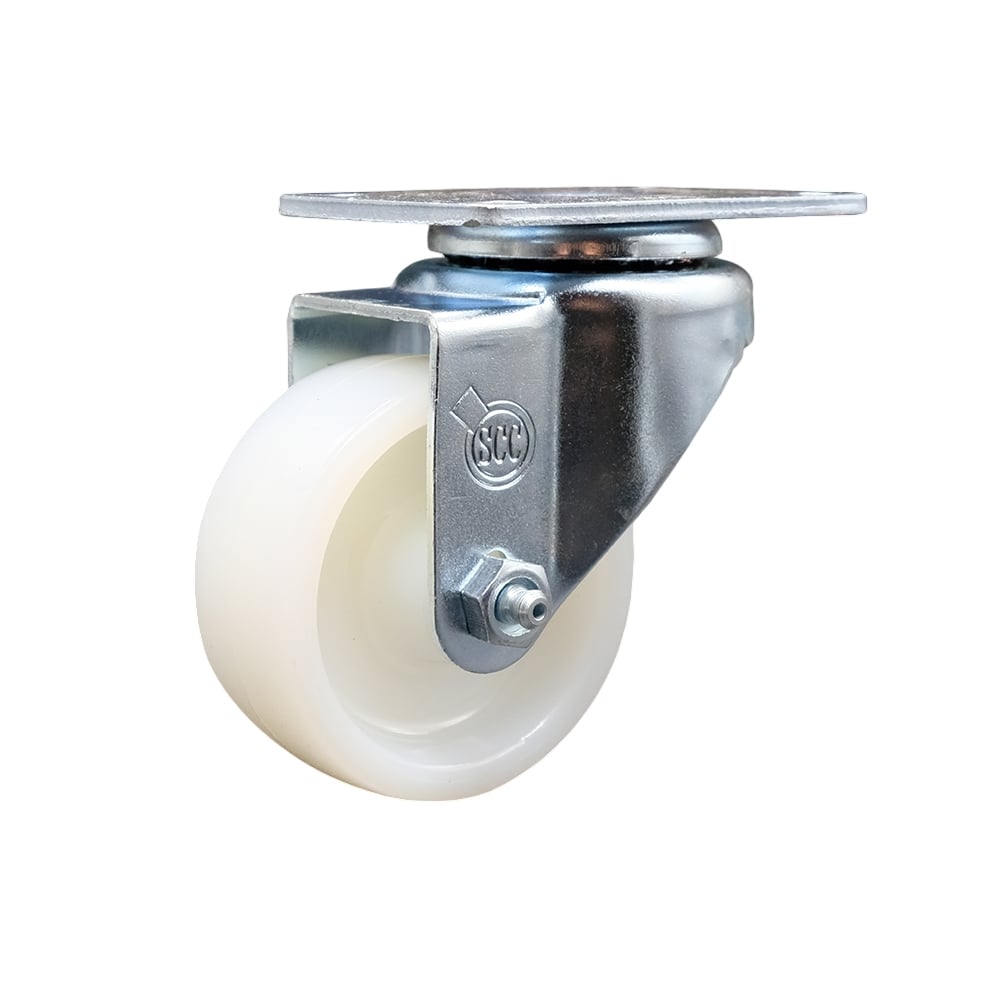 SCC-SS20S314-NYS Stainless Steel Nylon Swivel Top Plate Swivel Caster with 3 x 1.25 in. White Wheel
