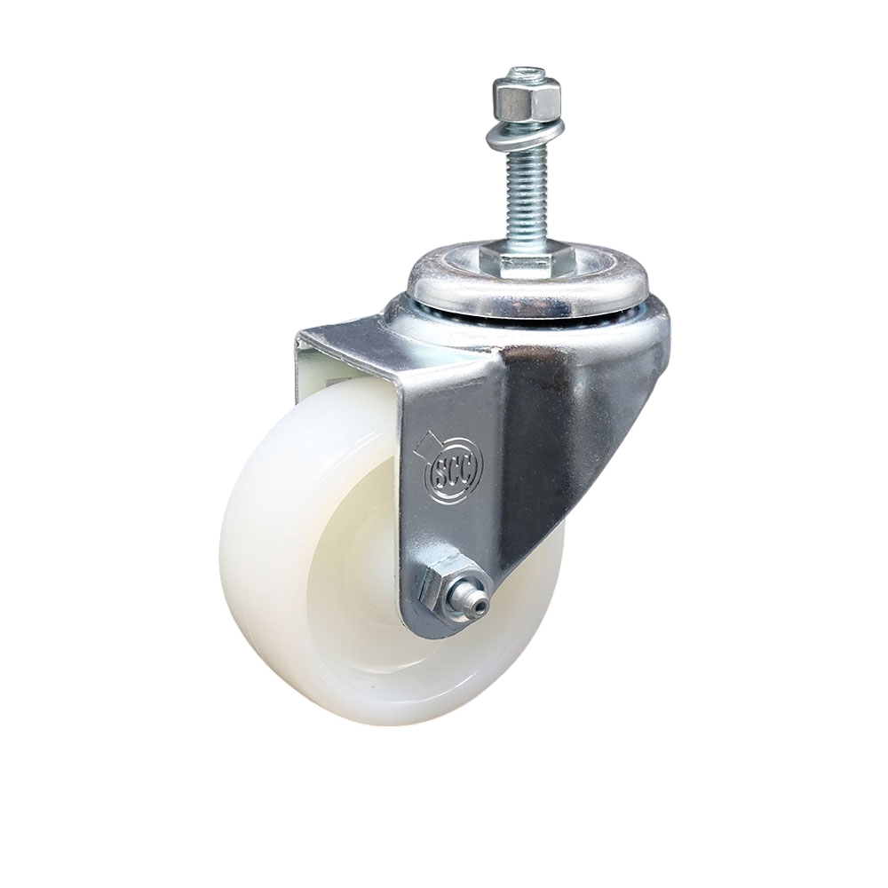 SCC-TS20S314-NYS-381615 Nylon Swivel Threaded Stem Caster with 3 x 1.25 in. White Wheel & 0.38 in. Stem