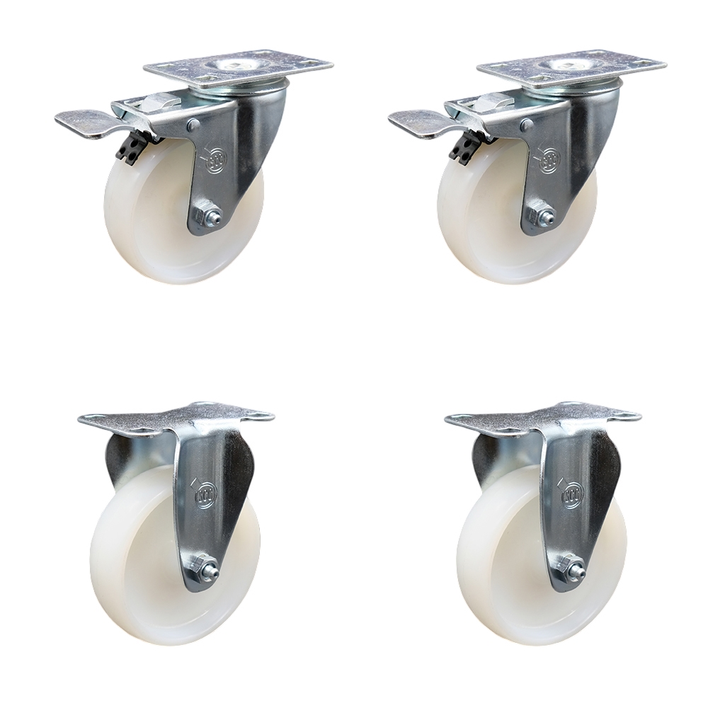 SCC-TTL20S414-NYS-2-R-2 Nylon Swivel Top Plate Caster with 4 in. White Wheels - Set of 4