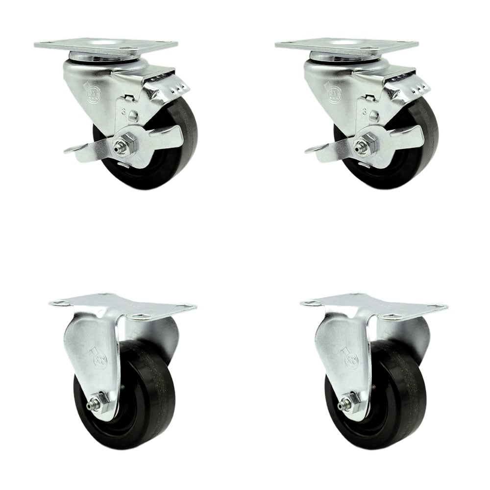 SCC-20S314-PHR-TLB-2-R-2 Phenolic Swivel Top Plate Caster with Roller Bearings 3 in. Wheels - Set of 4