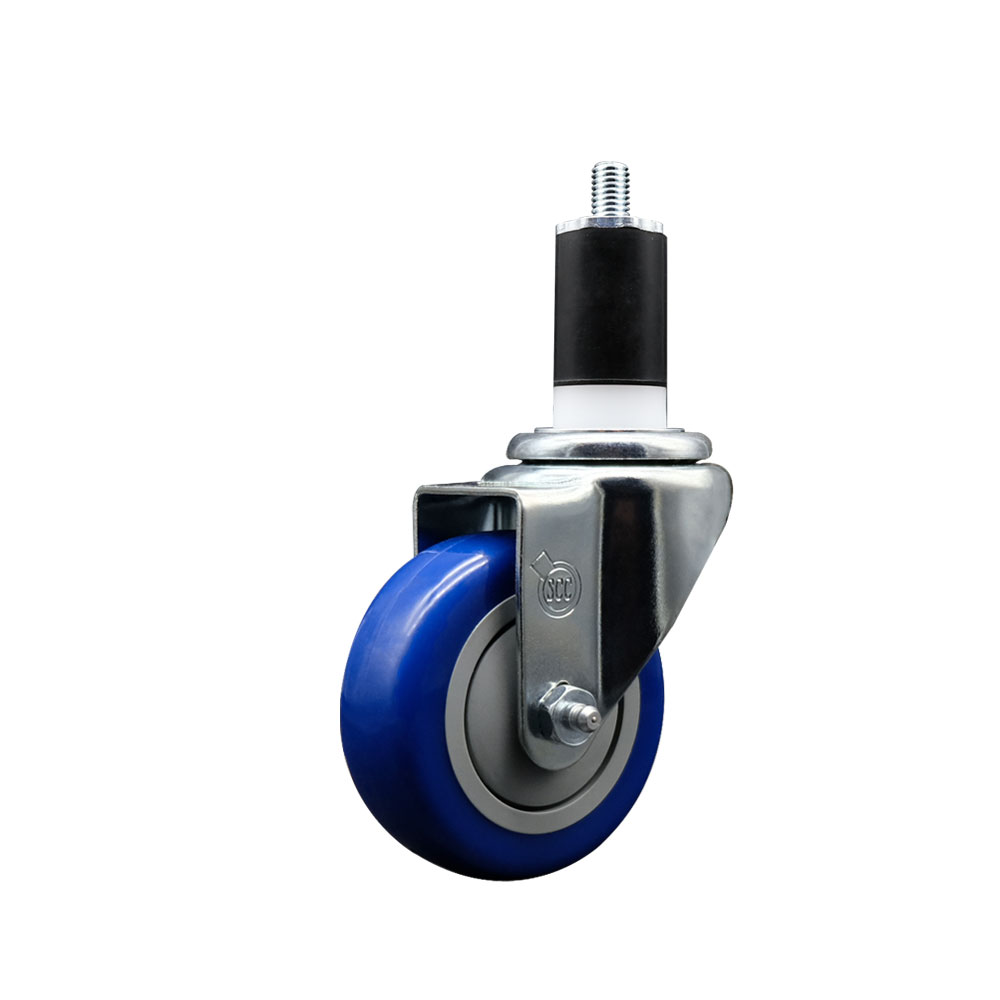 SCC-EX20S3514-PPUB-BLUE-112 Polyurethane Expanding Stem Swivel Caster with 3.5 in. Blue Wheel & 1.5 in. Stem