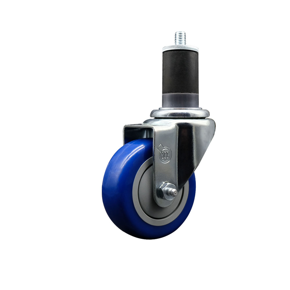 SCC-EX20S3514-PPUB-BLUE-158 Polyurethane Expanding Stem Swivel Caster with 3.5 in. Blue Wheel & 1.63 in. Stem