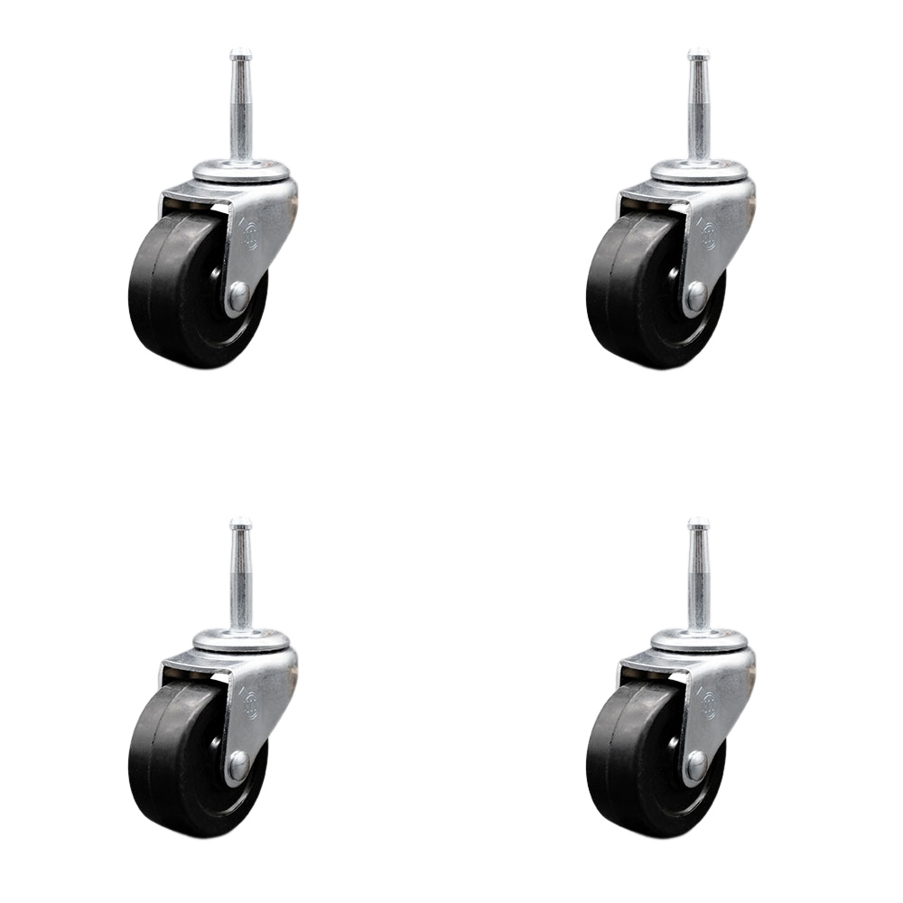 SCC-GN05S210-SRS-4 2 in. Swivel Soft Rubber Caster Wheels & 0.31 in. Grip Neck Stem Casters - Set of 4