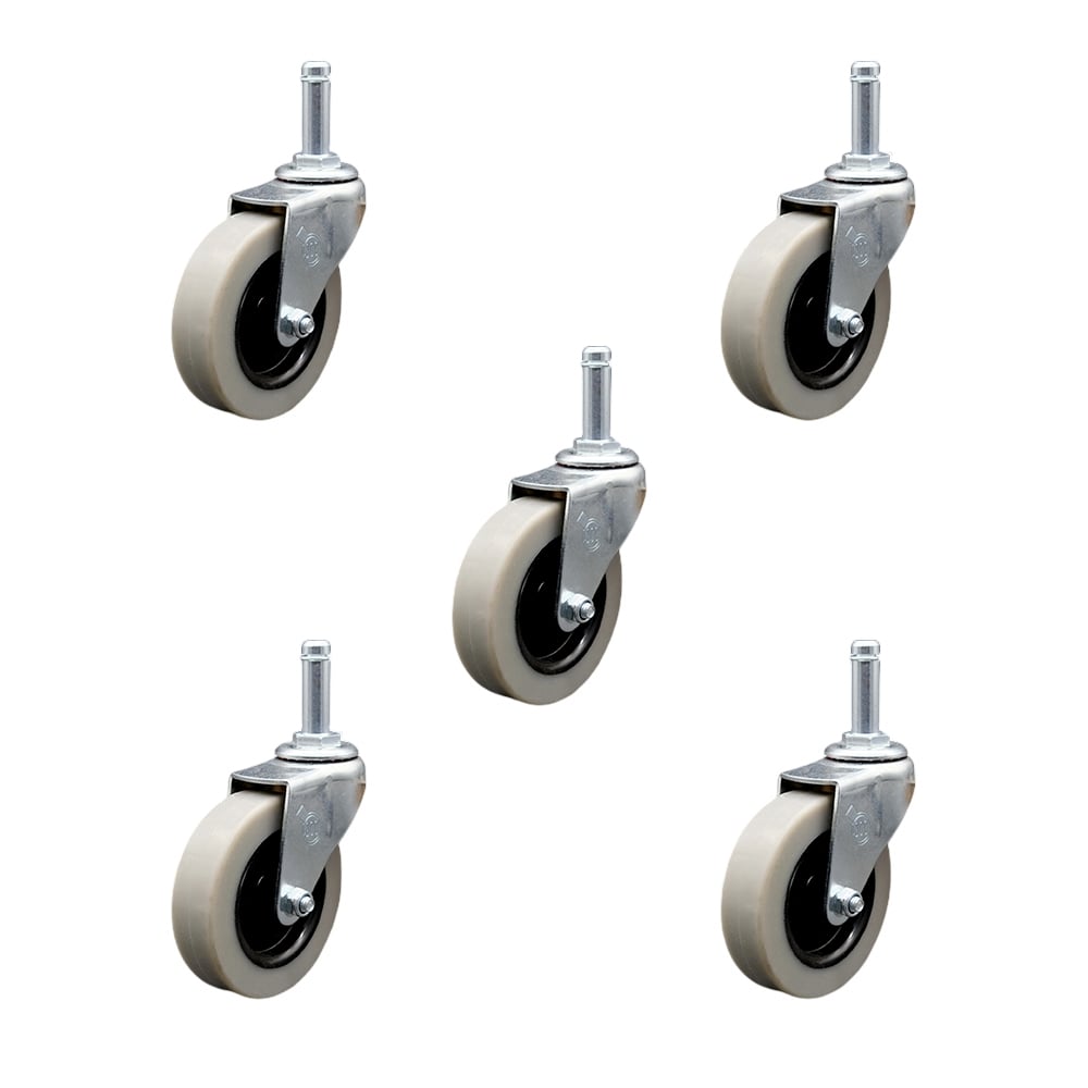 SCC-GR05S310-TPRS-716138-5 3 in. Swivel Thermoplastic Rubber Caster Wheels with 0.43 in. by 1.38 in. Grip Ring Stem Caster - Set of 5
