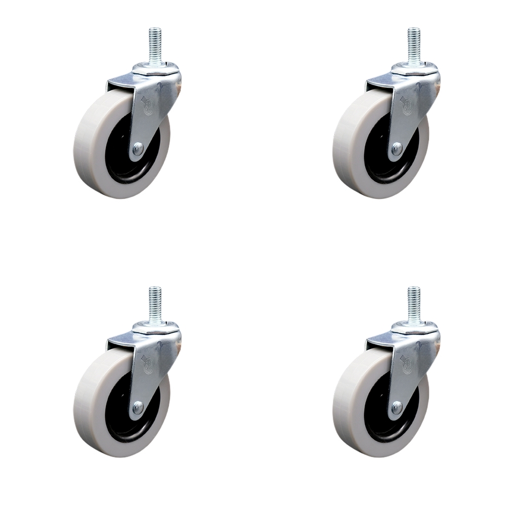 SCC-TS05S310-TPUS-381610-4 2 in. Swivel Polyurethane Caster Wheels &0.375 in. 16 TPI x 1 in. Threaded Stem Casters - Set of 4