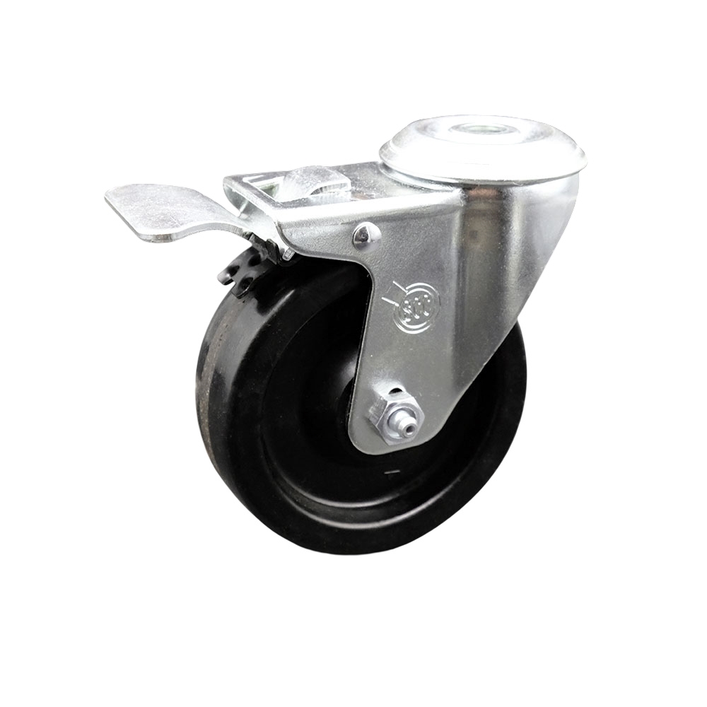 SCC-BHTTL20S414-PHS Phenolic Swivel Bolt Hole Caster with 4 x 1.25 in. Black Wheel & Total Locking Brake