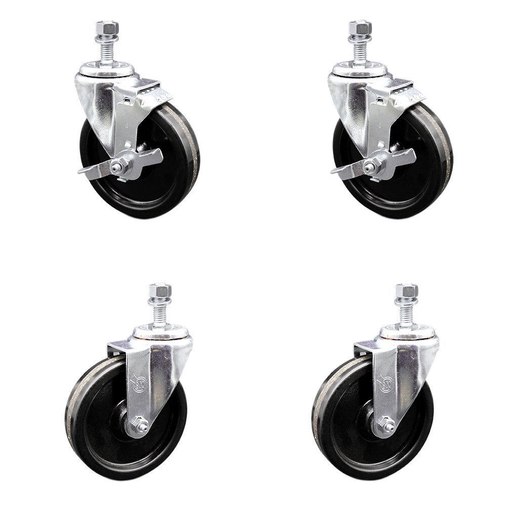 Phenolic Swivel Casters - Black - Set of 4 - 1200 lbs Capacity