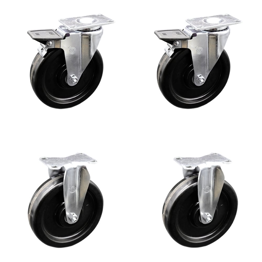 SCC-20S615-PHS-PLB-2-R-2 Phenolic Swivel Top Plate Caster with 6 in. Black Wheels - Set of 4