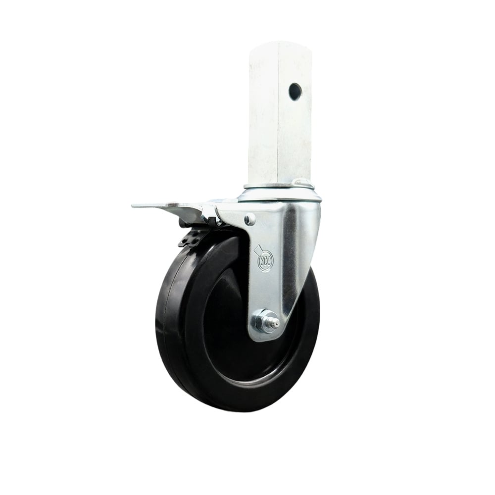 SCC-SFSQTTL20S514-HRS-114 Hard Rubber Swivel Square Stem Scaffolding Wheel Caster with 5 x 1.25 in. Black Wheel & 1.25 in. Stem with Total Lock Brake