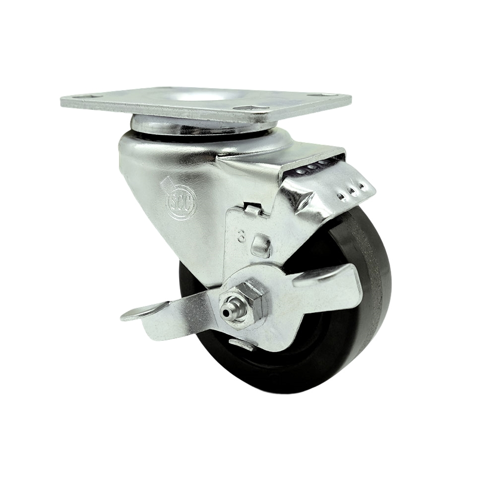 Swivel Caster - Black - 3.5 in. Wheel - Top Lock Brake