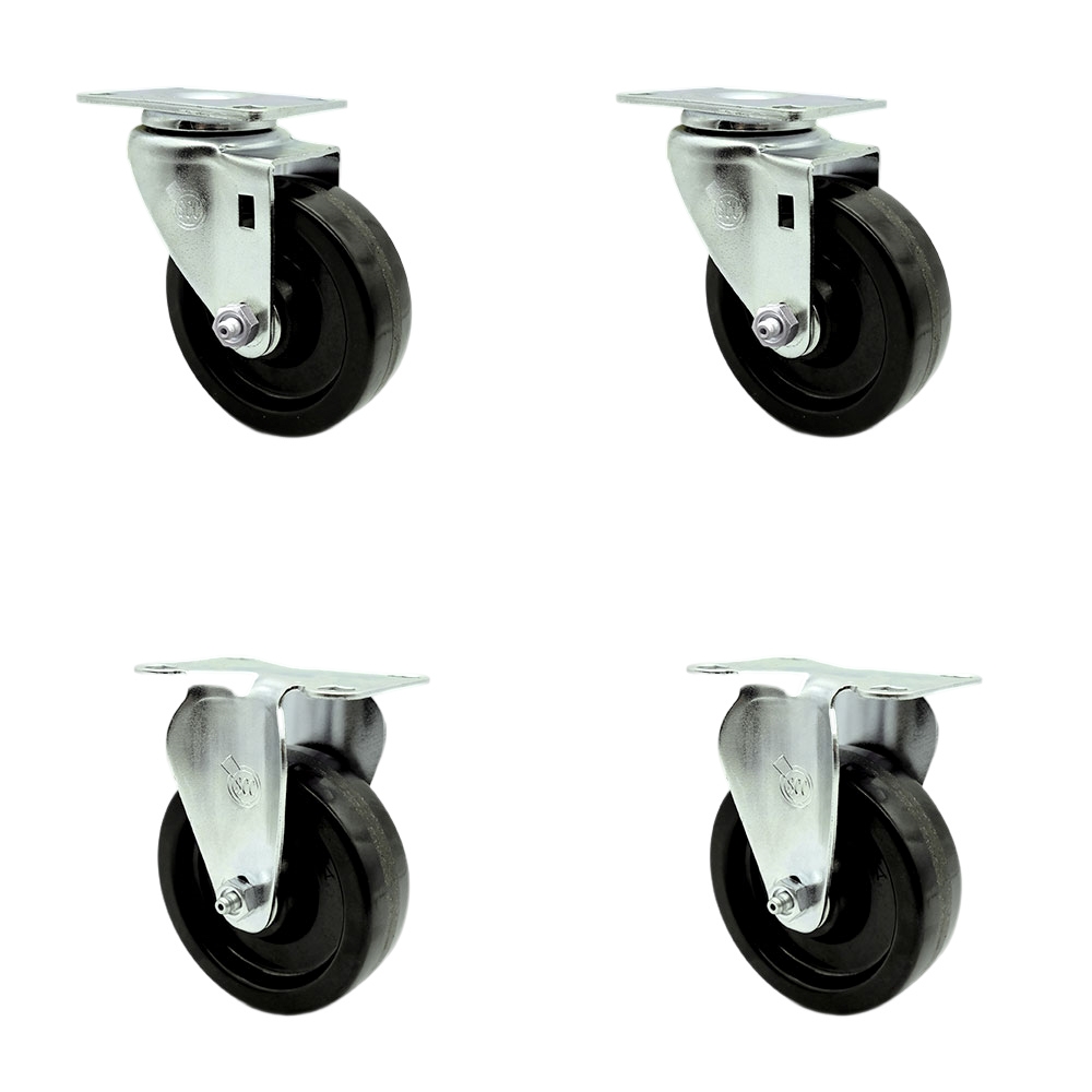 SCC-20S414-PHS-TP3-2-R-2 Swivel Caster with 2 Rigid Casters 4 in. Phenolic Wheel 4 x 4.5 in. Overall Top Plate - Set of 4