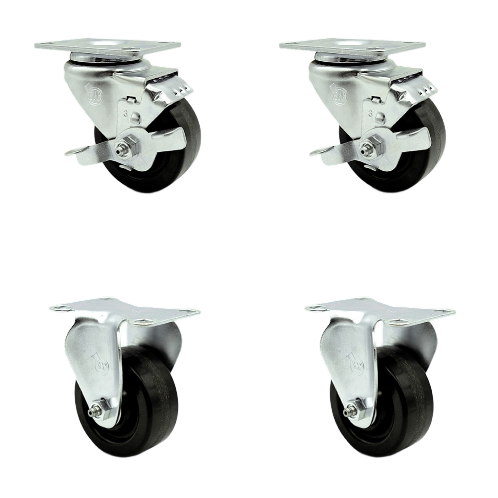 Swivel Caster Set - Phenolic - 3.5 in. - Set of 4 - 1200 lbs Capacity