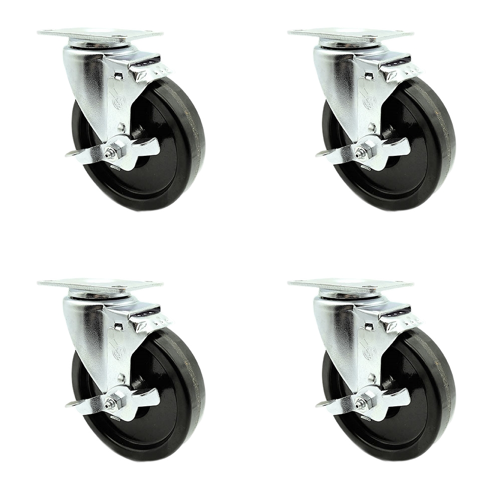 Swivel Caster Set - Phenolic Wheels - 5 in. - Set of 4 - 1200 lbs Capacity