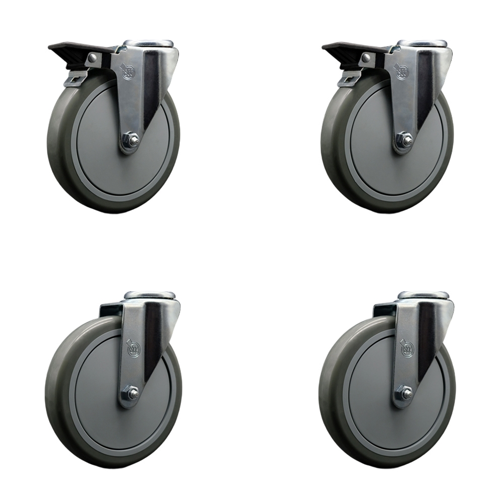 SCC-BH20S614-PPUB-PLB-2-S-2 Polyurethane Swivel Bolt Hole Caster with 6 x 1.25 in. Gray Wheels - Set of 4