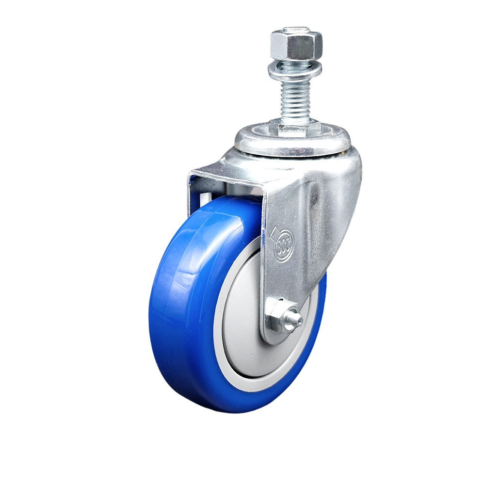 SCC-TS20S414-PPUB-BLUE-M1215 Polyurethane Swivel Threaded Stem Caster with 4 x 1.25 in. Blue Wheel & 12 mm Stem