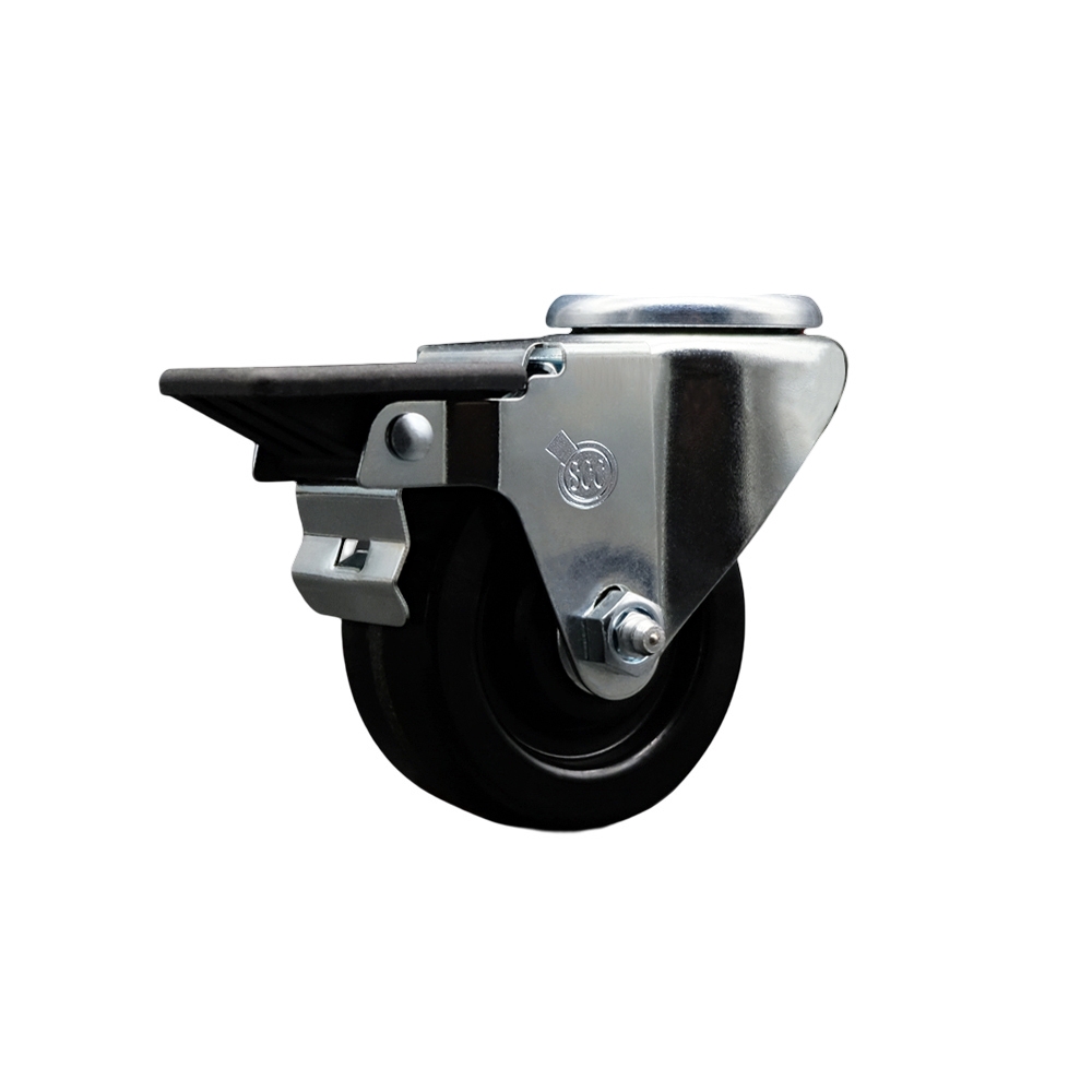 SCC-BH20S314-PHS-PLB Phenolic Swivel Bolt Hole Caster with 3 x 1.25 in. Black Wheel & Posi Locking Brake