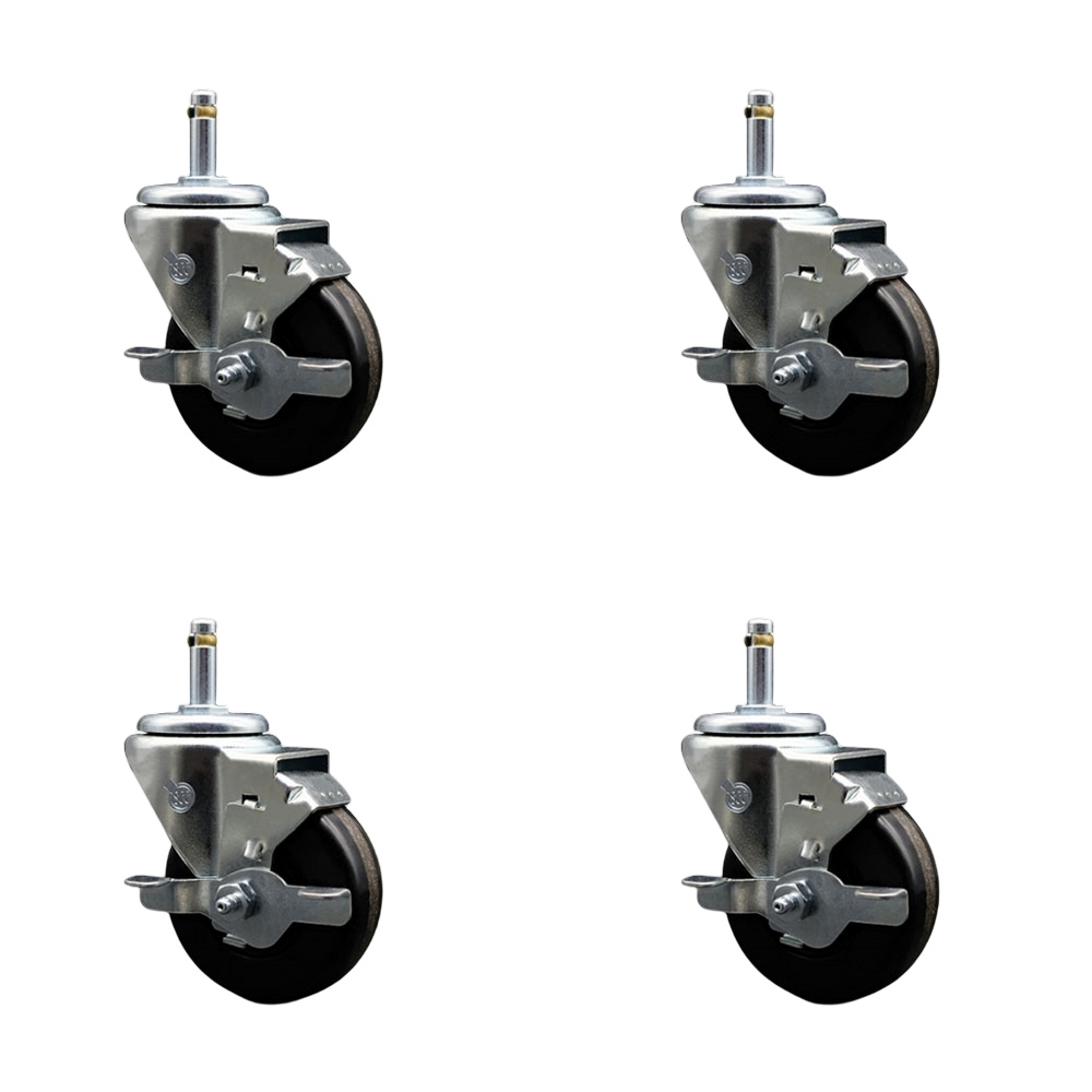 SCC-GR20S3514-PHR-TLB-716138-4 Phenolic Swivel Grip Ring Stem Caster with Roller Bearing with 3.5 x 1.25 in. Black Wheels & 0.43 in. Stems - Set of 4