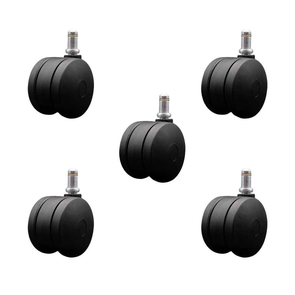 SCC-UHGR02S75-NYS-716-5 3 in. Extra Large Heavy Duty Office Chair Wheels Nylon Twin Wheels 0.43 in. by 0.875 in. Grip Ring Stems - Set of 5