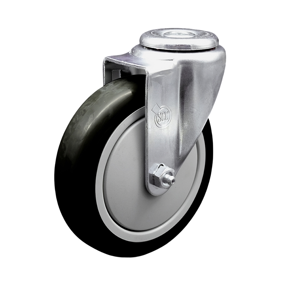 SCC-BH20S514-PPUB-BLK Polyurethane Swivel Bolt Hole Caster with 5 x 1.25 in. Black Wheel
