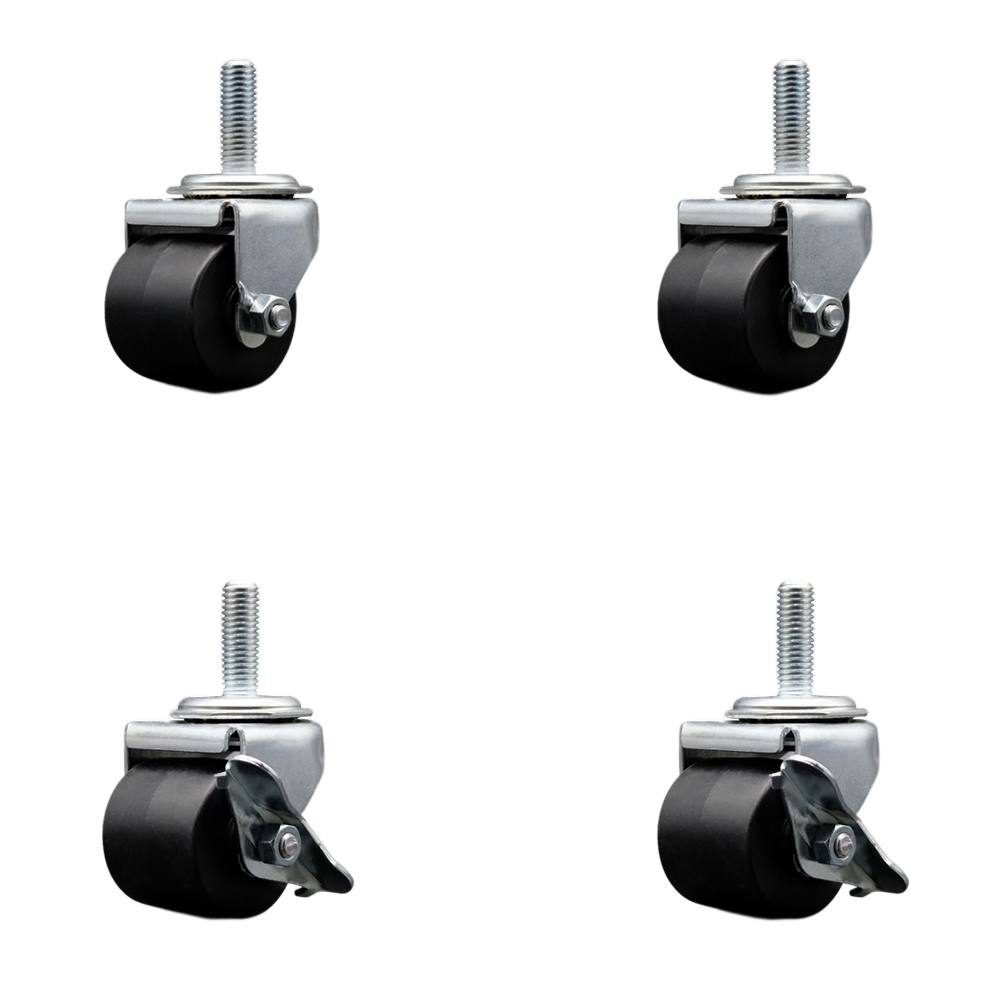 SCC-TS04S211316-POS-121315-2-SLB-2 Swivel Threaded Stem Caster 2 in. Polyolefin Wheel 13 TPI by 1.5 in. Threaded Stem 0.5 in. -
