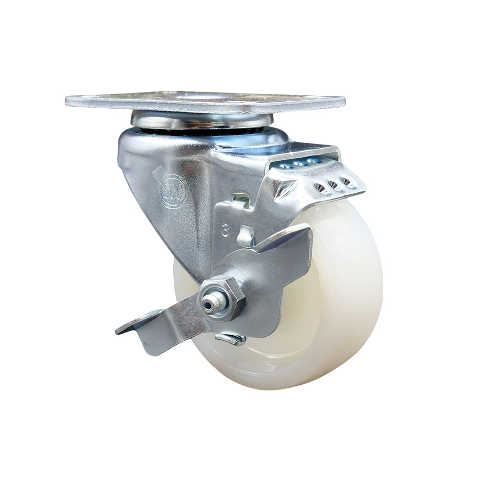 Swivel Caster - Nylon - 3 in. Wheel - Top Lock Brake - 300 lbs Capacity