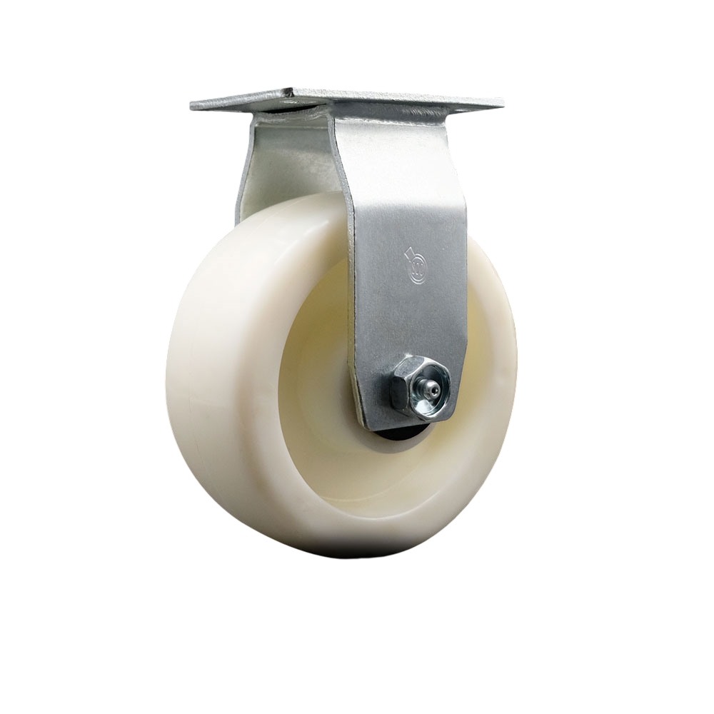 SCC-20R520-NYR Rigid Top Plate Caster White 5 in. by 2 in. Nylon Wheel Roller Bearing