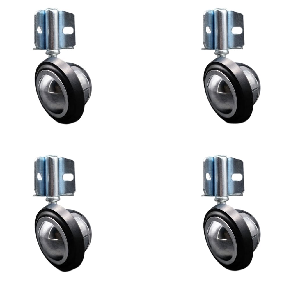 3 in. Swivel Metal with Soft Rubber Tread Ball Caster Wheels for Furniture Bright Chrome Finish Stem Casters - Set of 4