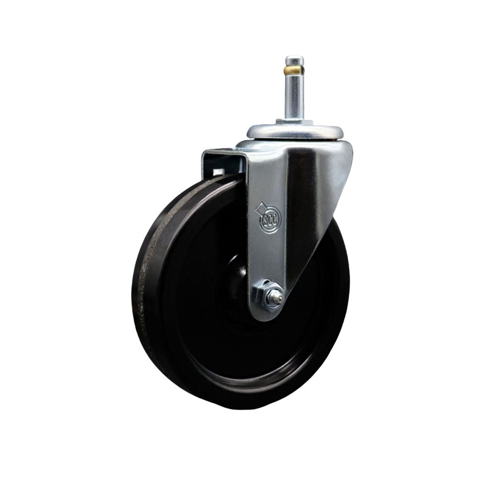 SCC-GR20S514-PHR-716138 Phenolic Swivel Grip Ring Stem Caster with Roller Bearing 5 x 1.25 in. Black Wheel & 0.43 in. Stem