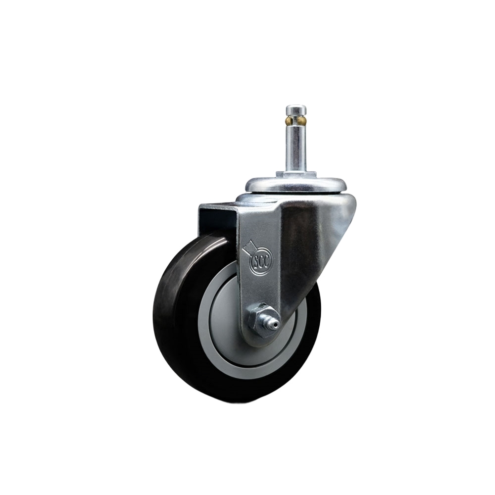 SCC-GR20S3514-PPUB-BLK-716138 Polyurethane Swivel Grip Ring Stem Caster with 3.5 x 1.25 in. Black Wheel & 0.43 in. Stem