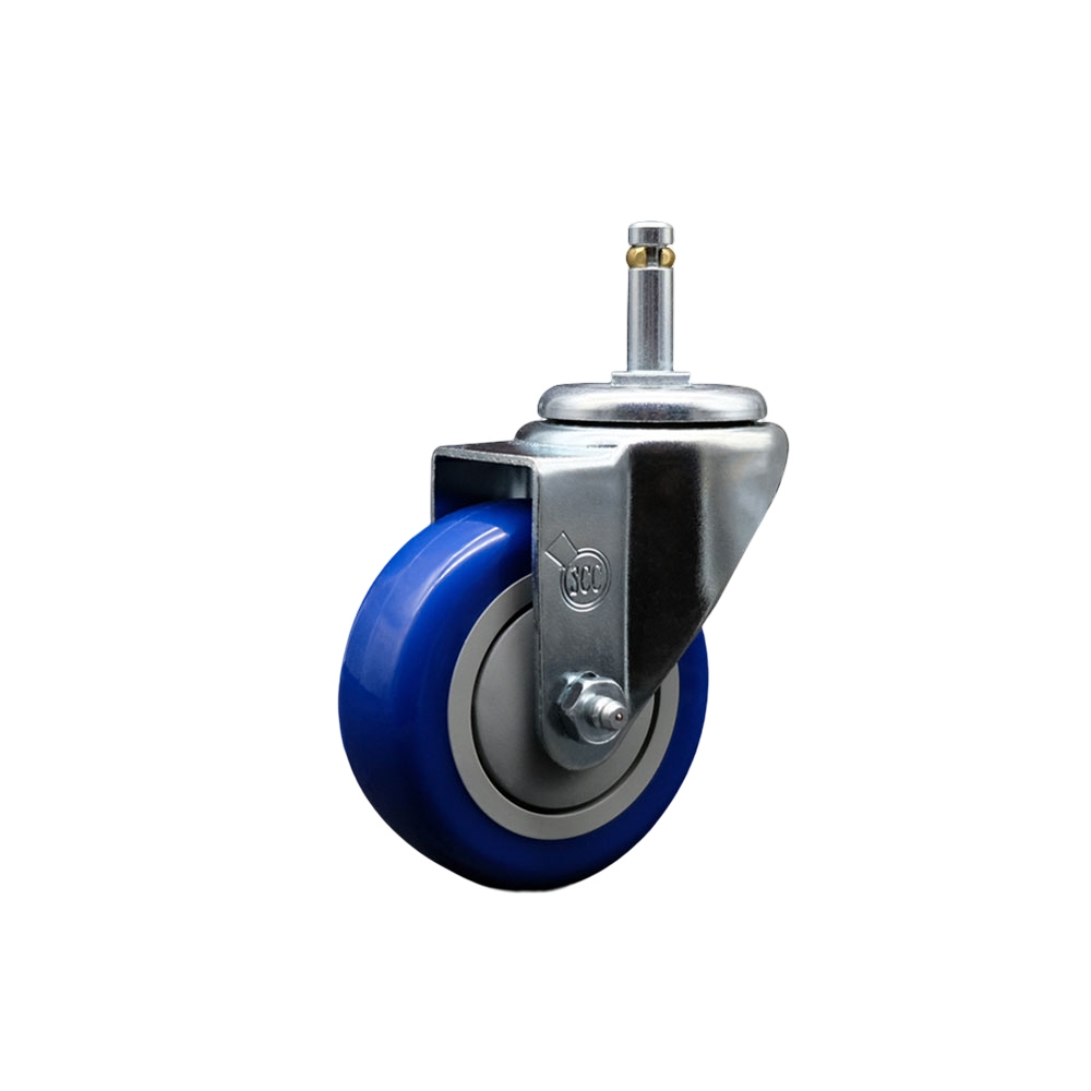 SCC-GR20S3514-PPUB-BLUE-716138 Polyurethane Swivel Grip Ring Stem Caster with 3.5 x 1.25 in. Blue Wheel & 0.43 in. Stem
