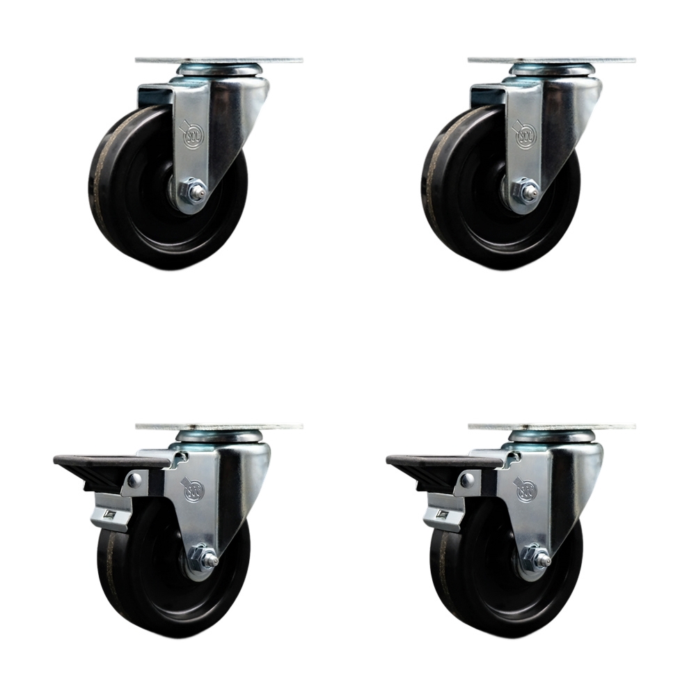 SCC-20S414-PHS-2-PLB-2 Phenolic Swivel Top Plate Caster with 4 in. Black Wheels - Set of 4