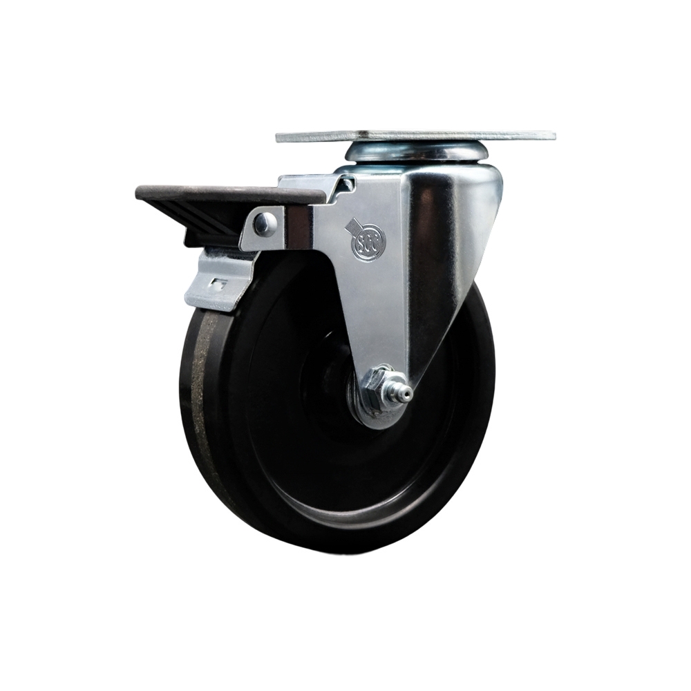 Phenolic Swivel Caster - Black - 5 in. Wheel - Posi Lock Brake