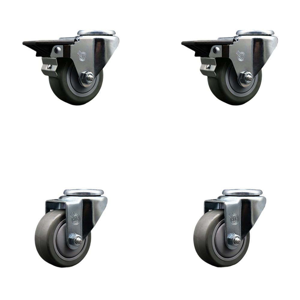SCC-BH20S314-PPUB-PLB-2-S-2 Polyurethane Swivel Bolt Hole Caster with 3 x 1.25 in. Gray Wheels - Set of 4