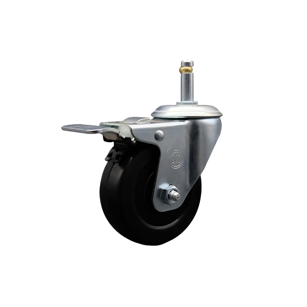 SCC-GRTTL20S3514-HRS-716138 Hard Rubber Swivel Grip Ring Stem Caster with 3.5 x 1.25 in. Black Wheel & 0.43 in. Stem & Total Locking Brake