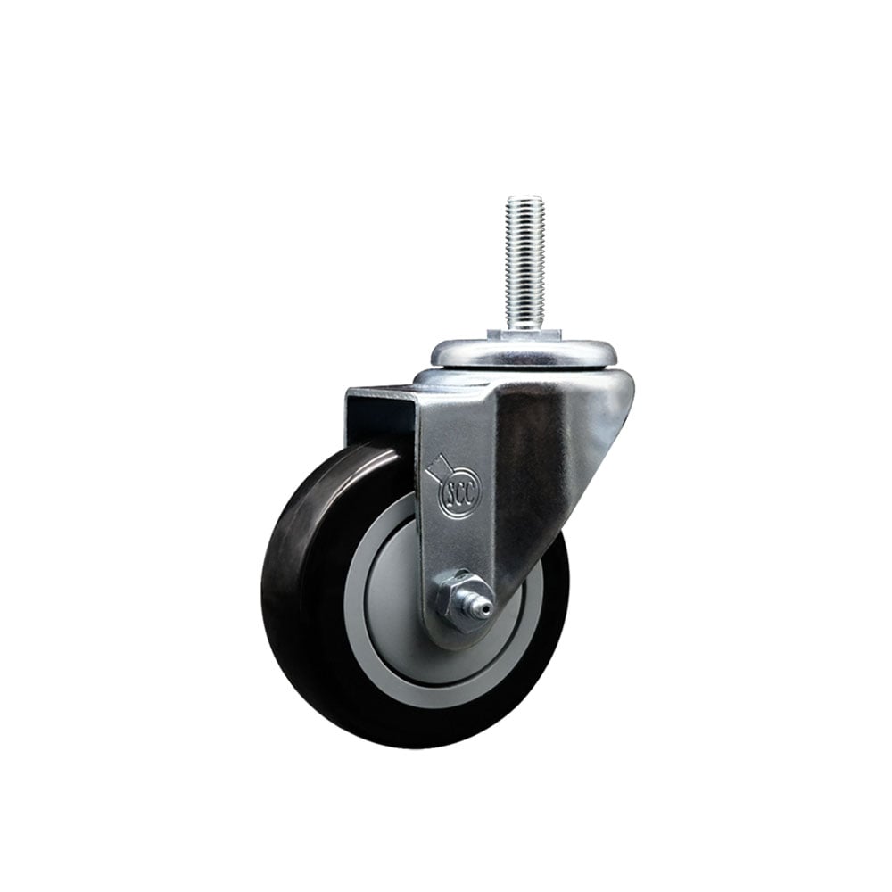 SCC-TS20S3514-PPUB-BLK-34212 Polyurethane Swivel Threaded Stem Caster with 3.5 x 1.25 in. Black Wheel & 0.75 in. Stem