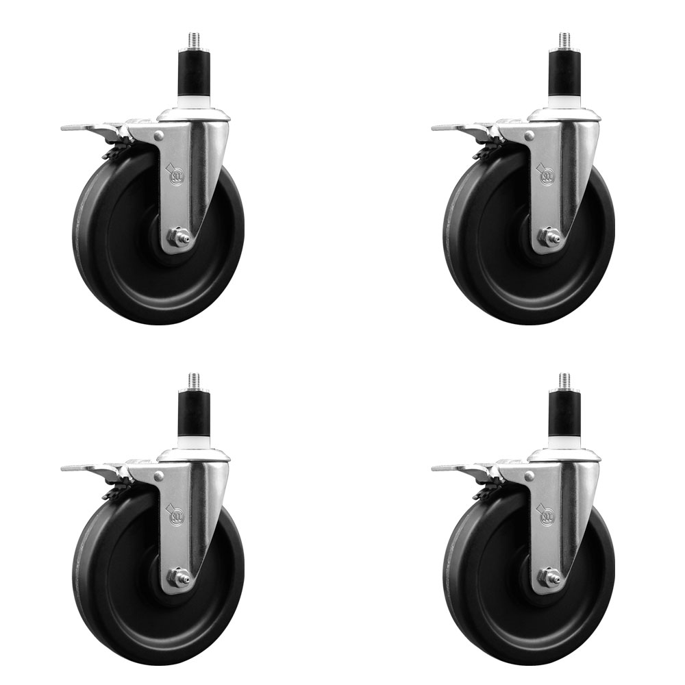SCC-EXTTL20S615-PHR-112-4 Phenolic Swivel Expanding Stem Caster with Roller Bearings 6 x 1.5 in. Black Wheels & 1.5 in. Stems - Set of 4