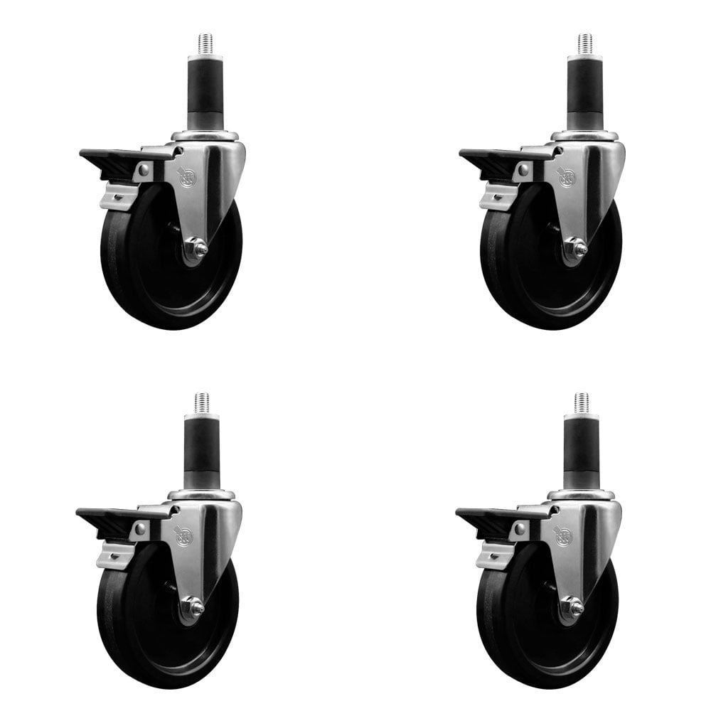 SCC-EX20S514-PHR-PLB-114-4 Phenolic Swivel Expanding Stem Caster with Roller Bearings 5 x 1.25 in. Black Wheels & 1.25 in. Stems - Set of 4