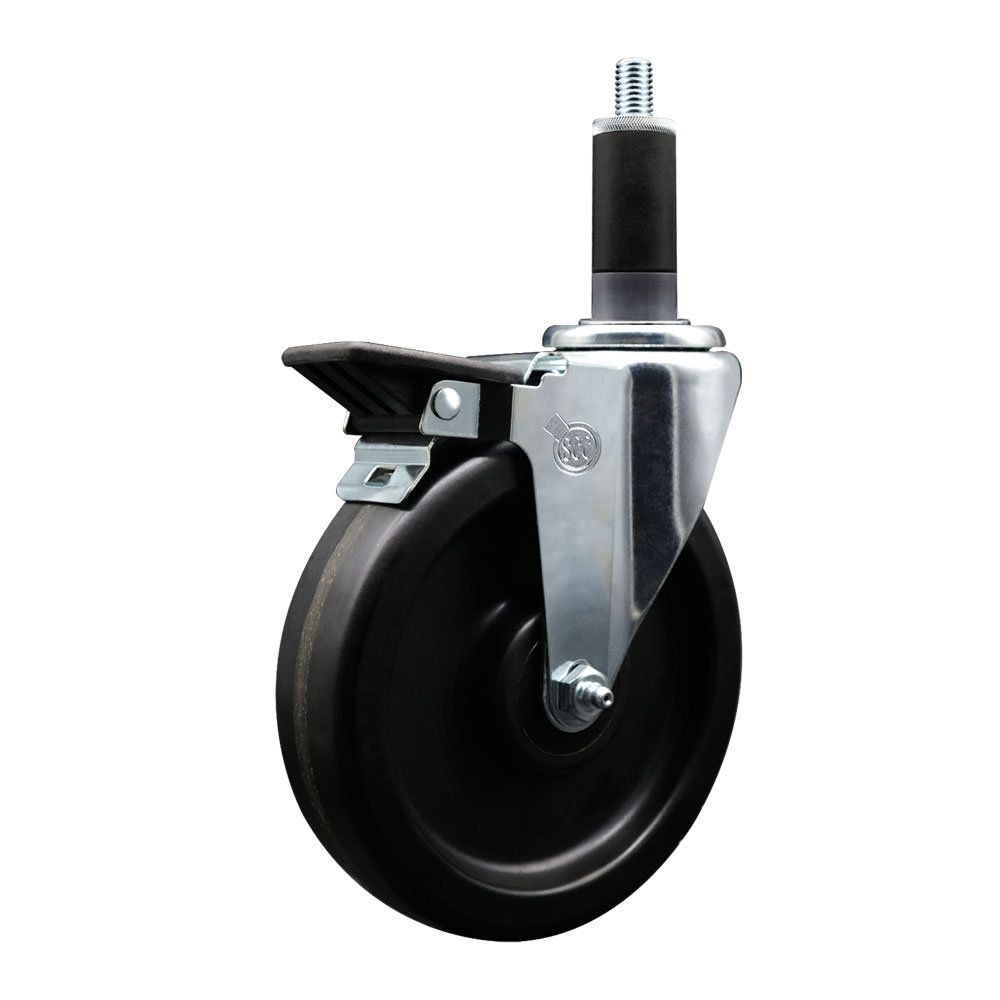 Phenolic Swivel Caster - Black - 6 x 1.5 in. - Posi Lock Brake