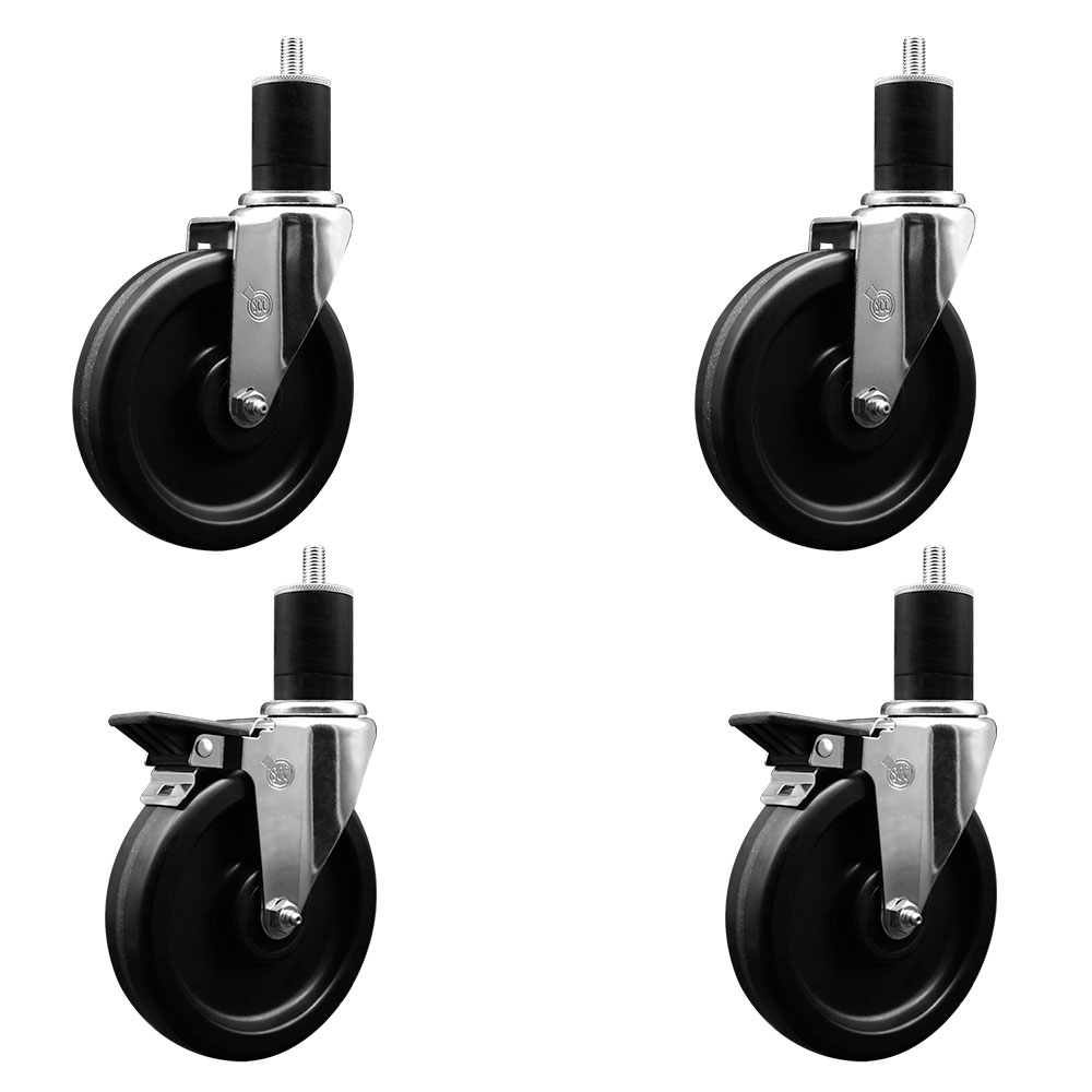 SCC-EX20S615-PHR-2-PLB-2-134 Phenolic Swivel Expanding Stem Caster with Roller Bearings 6 x 1.5 in. Black Wheels & 1.75 in. Stems - Set of 4