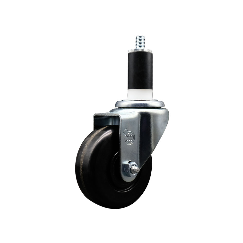 SCC-EX20S3514-PHR-138 Phenolic Swivel Expanding Stem Caster with Roller Bearing 3.5 x 1.25 in. Black Wheel & 1.38 in. Stem