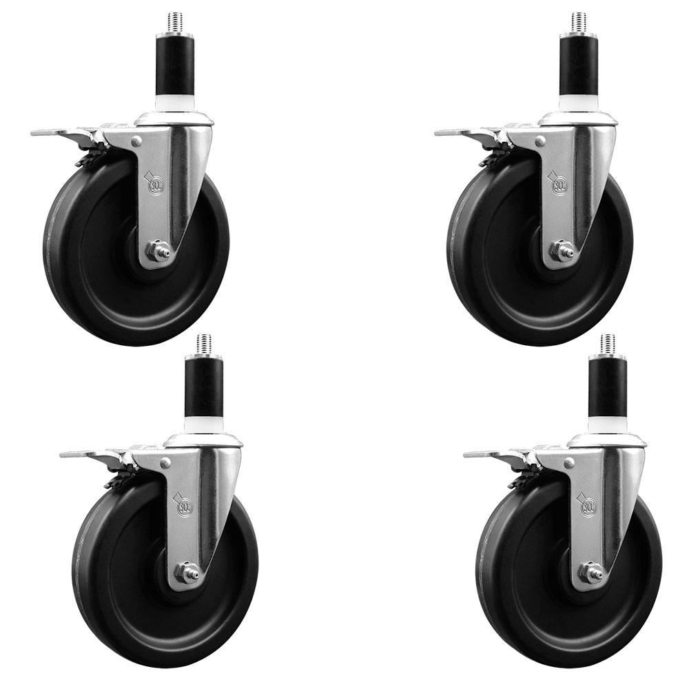 SCC-EXTTL20S615-PHR-138-4 Phenolic Swivel Expanding Stem Caster with Roller Bearings 6 x 1.5 in. Black Wheels & 1.38 in. Stems - Set of 4