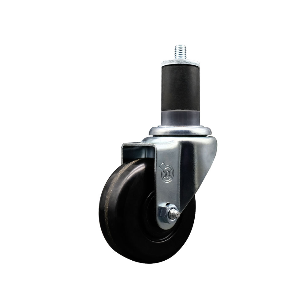 SCC-EX20S3514-PHR-158 Phenolic Swivel Expanding Stem Caster with Roller Bearing 3.5 x 1.25 in. Black Wheel & 1.63 in. Stem