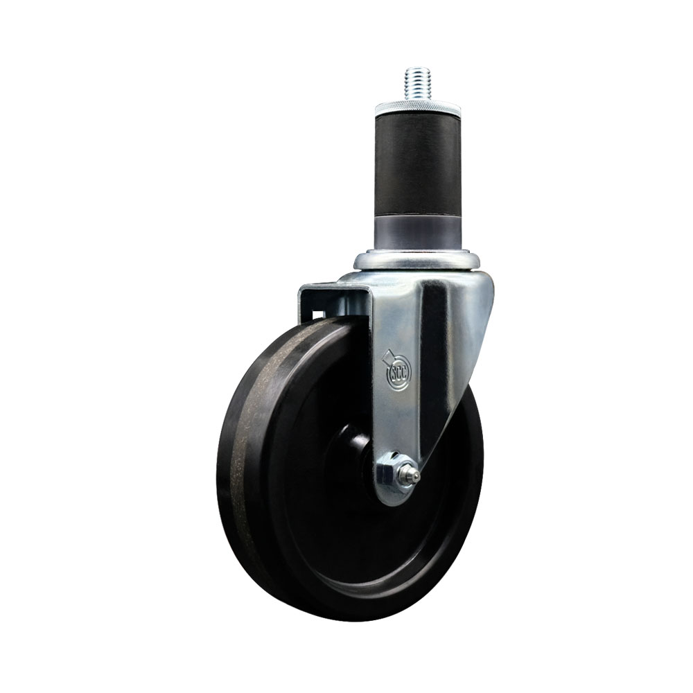 SCC-EX20S514-PHR-158 Phenolic Swivel Expanding Stem Caster with Roller Bearing 5 x 1.25 in. Black Wheel & 1.63 in. Stem