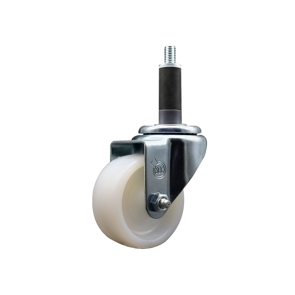 SCC-EX20S314-NYS-1 Nylon Expanding Stem Swivel Caster with 3 in. White Wheel & 1 in. Stem