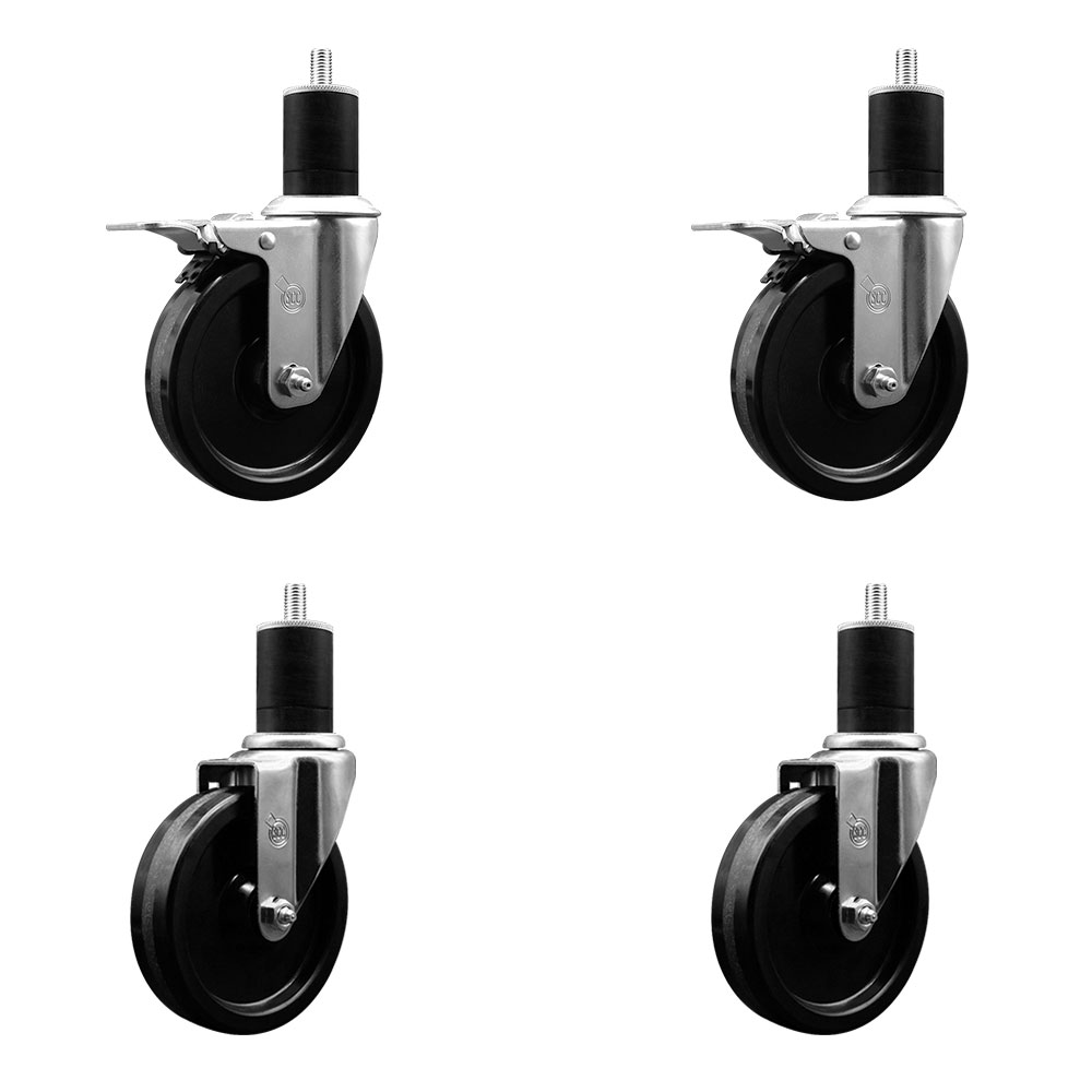SCC-EXTTL20S514-PHS-2-S-2-134 Phenolic Swivel Expanding Stem Caster with 5 in. Black Wheels & 1.75 in. Stems - Set of 4
