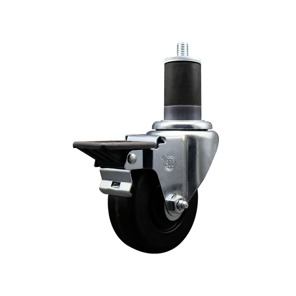 SCC-EX20S3514-PHS-PLB-158 Phenolic Swivel Expanding Stem Swivel Caster with 3.5 in. Black Wheel & 1.63 in. Stem & Posi Locking Brake