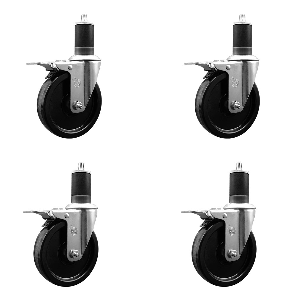 SCC-EXTTL20S514-PHS-158-4 Phenolic Swivel Expanding Stem Caster with 5 in. Black Wheels & 1.63 in. Stems - Set of 4
