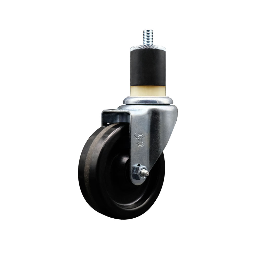 SCC-EX20S414-PHS-178 Phenolic Swivel Expanding Stem Swivel Caster with 4 in. Black Wheel & 1.87 in. Stem